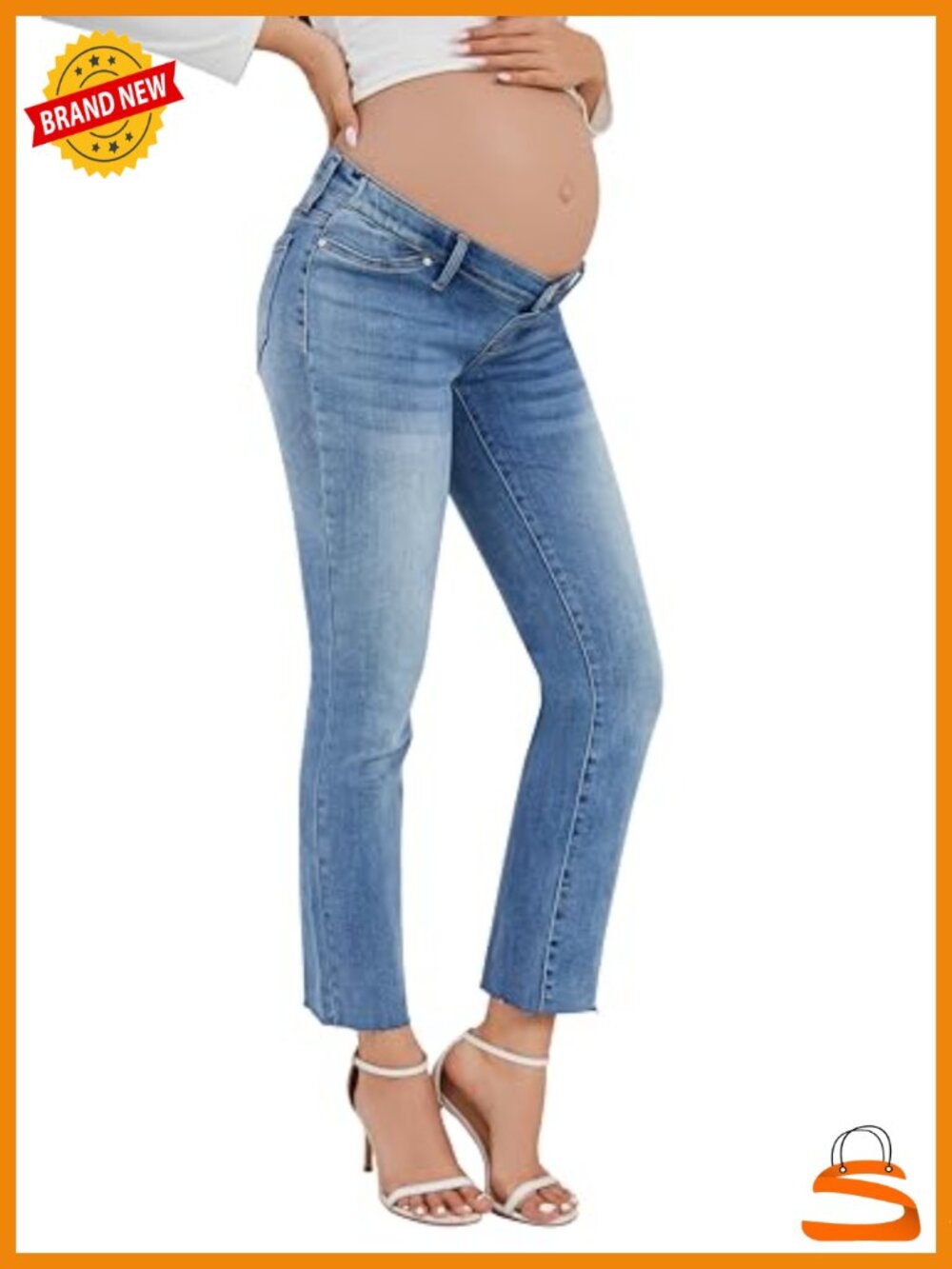 Maternity Jeans Under Belly Stretchy Denim Straight Leg Pants